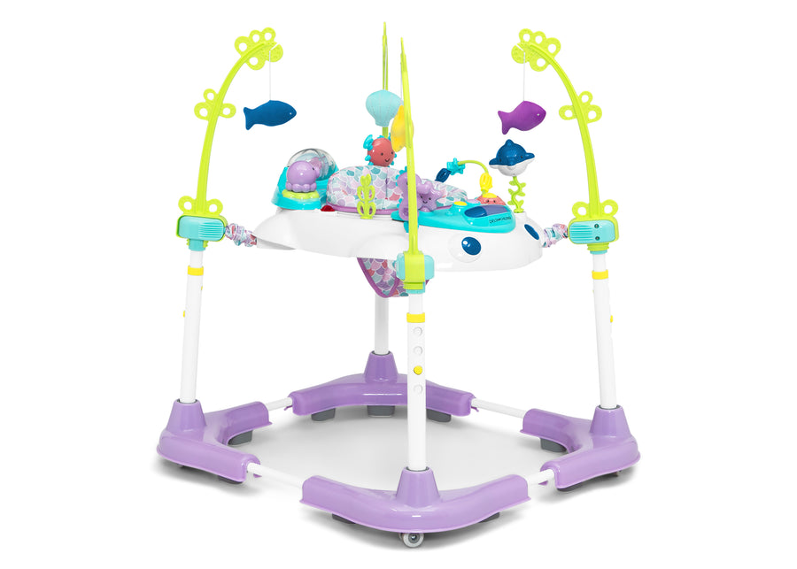 Children's activity center with colorful toys on a white background 17-Deluxe Bounceroo Learn2Walk Balancer Baby Walker