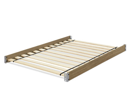 Wooden bed frame with metal brackets on a white background 6-Full Size Wood Bed Rails (330750)