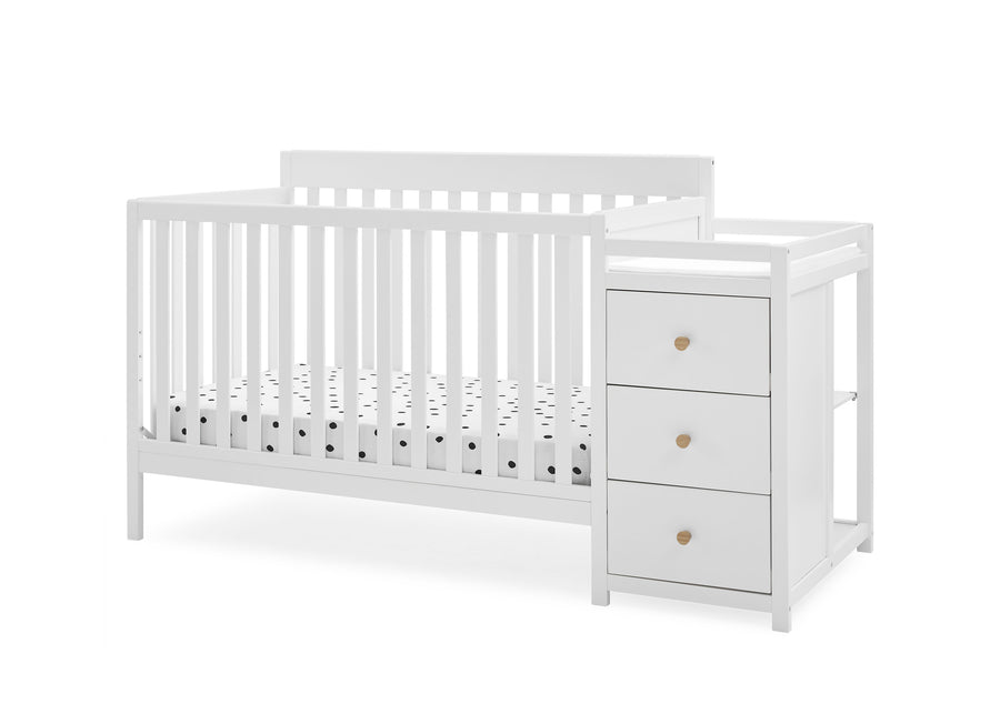 Bianca White with Natural (123) 3-Flynn 5-in-1 Convertible Crib and Changer