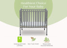 Grey (026) 4-Folding Portable Mini Baby Crib with 1.5-inch Mattress