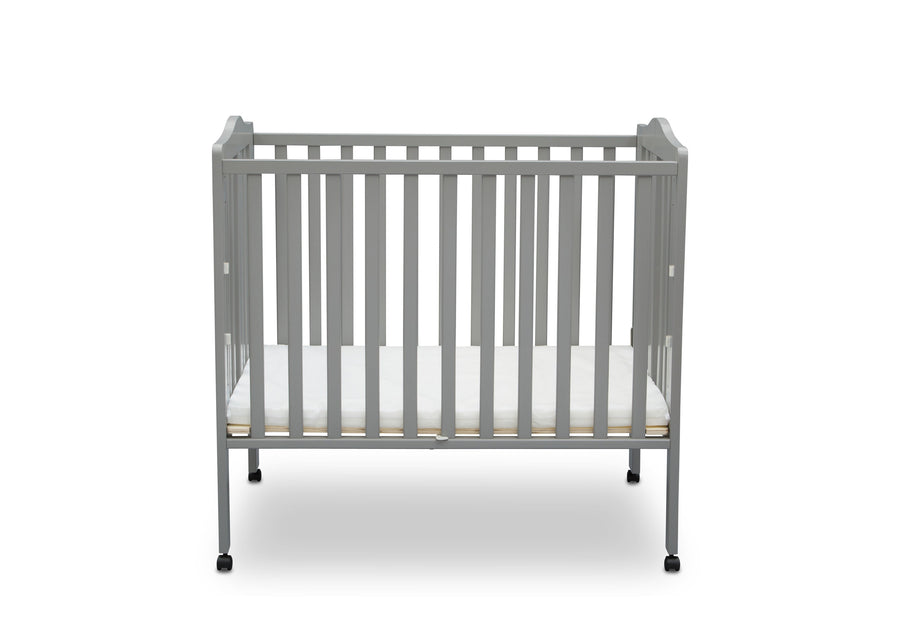 Grey (026) 9-Folding Portable Mini Baby Crib with 1.5-inch Mattress