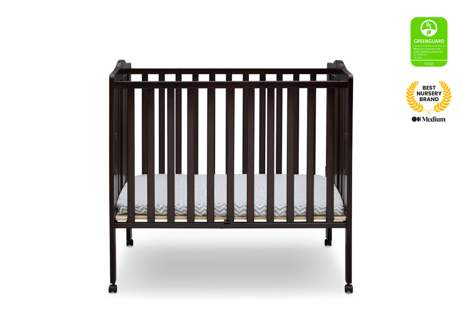 Dark Chocolate (207) 7-Folding Portable Mini Baby Crib with 1.5-inch Mattress
