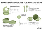 Light Green (2483) 7-100% Silicone 10-Piece Baby Feeding Set