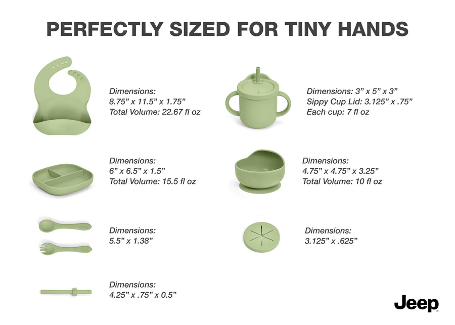 Light Green (2483) 9-100% Silicone 10-Piece Baby Feeding Set