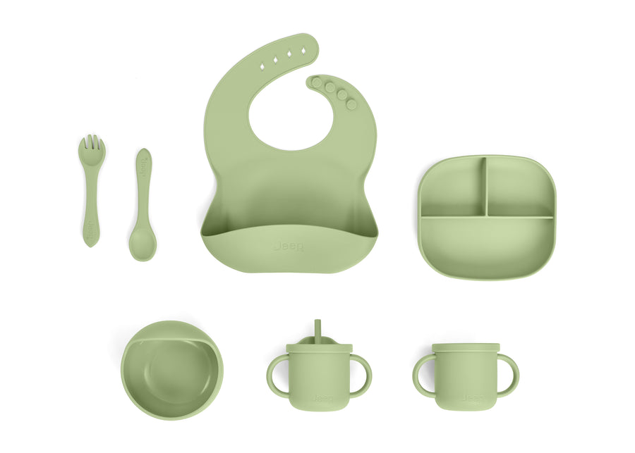 Light Green (2483) 11-100% Silicone 10-Piece Baby Feeding Set