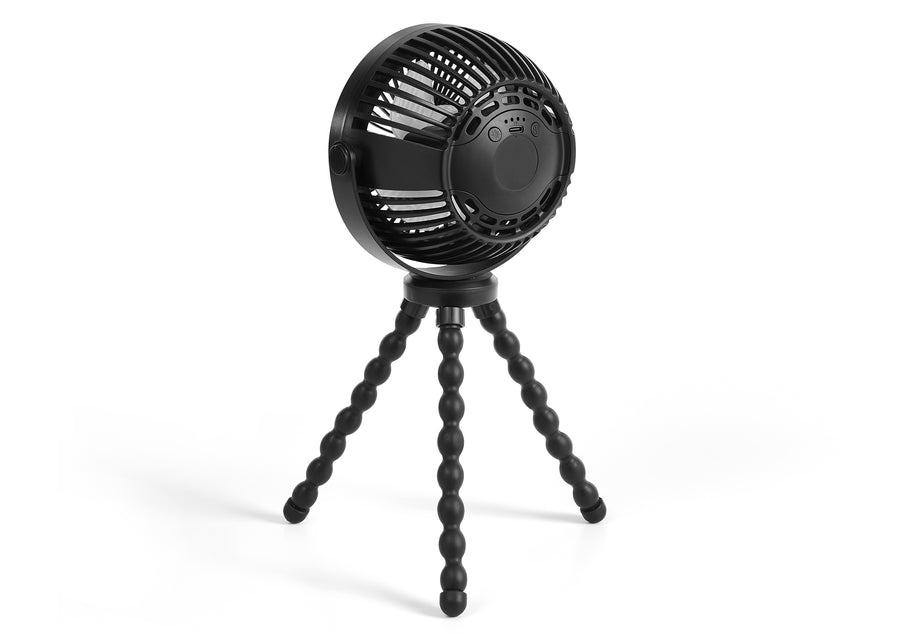 Black (001) 7-Portable LED Stroller Fan with Light & Flexible Legs