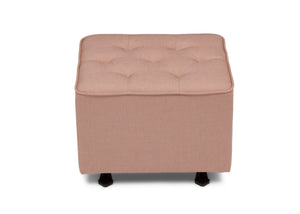 Delta Children Blush (636) Emma Diamond Tufted Nursery Gliding Ottoman, front view, a3a 11-Emma Diamond Tufted Nursery Gliding Ottoman