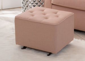 Delta Children Blush (636) Emma Diamond Tufted Nursery Gliding Ottoman, hangtag, a1a 2-Emma Diamond Tufted Nursery Gliding Ottoman