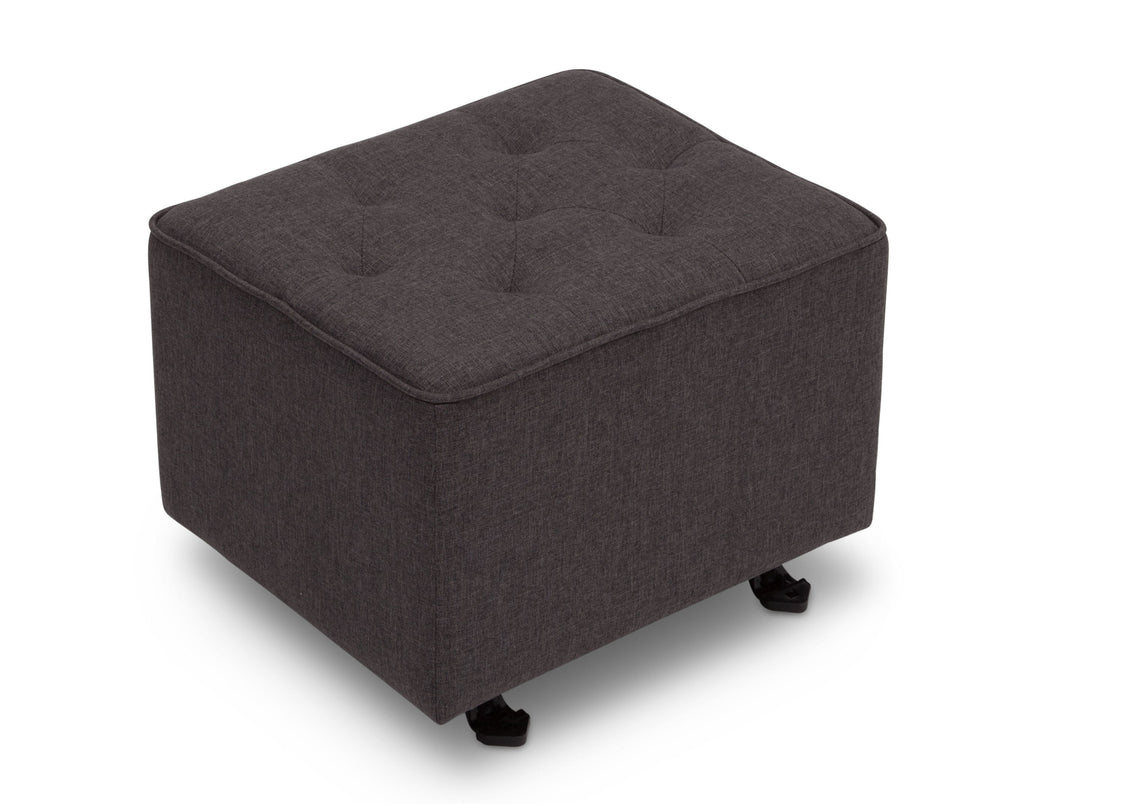 Delta Children Charcoal Grey (931) Emma Diamond Tufted Nursery Gliding Ottoman, side view, c2c