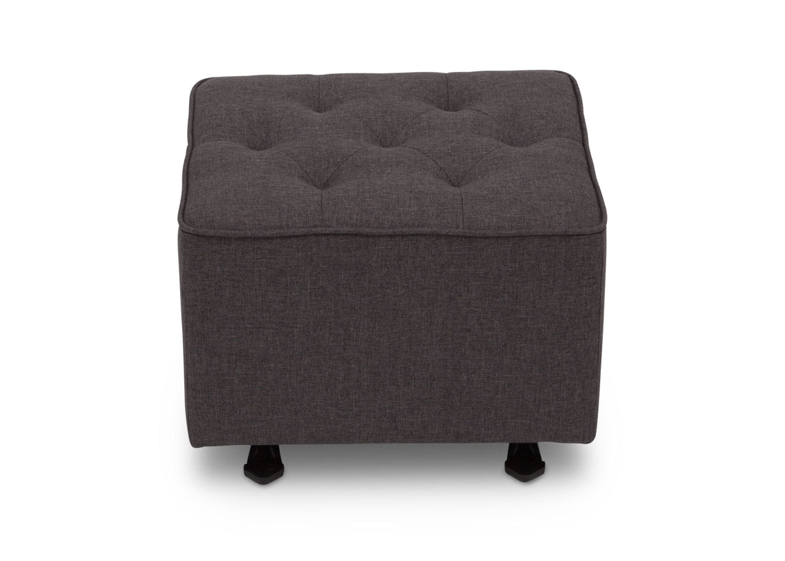 Delta Children Charcoal Grey (931) Emma Diamond Tufted Nursery Gliding Ottoman, front view, c3c