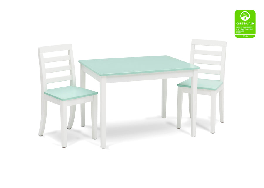 Bianca White with Aqua (134) 2-Gateway Table & 2 Chair Set