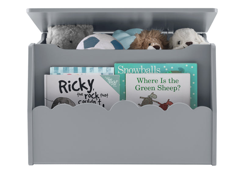 Gray toy storage box with stuffed animals and children's books on a white background 27-Cloud Toy Box