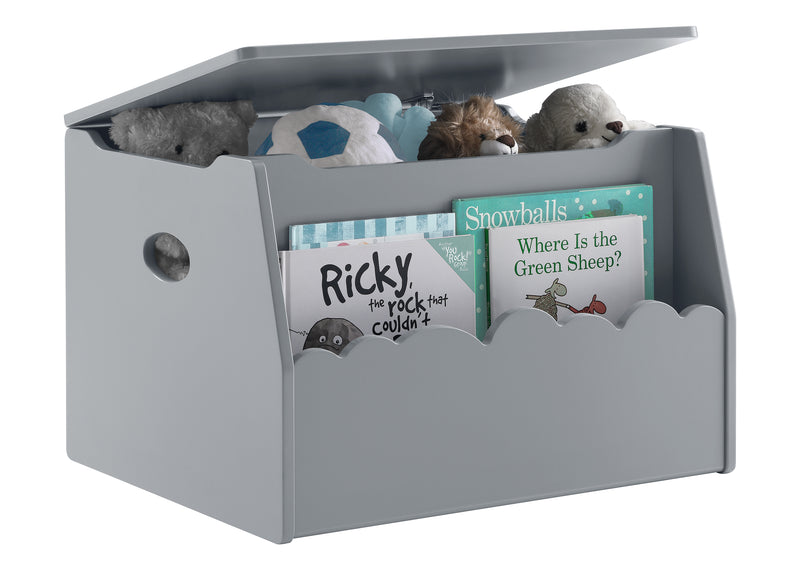 Gray toy box with stuffed animals and children's books on a white background 28-Cloud Toy Box