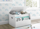 Toy box with stuffed animals in a room with cloud-patterned wallpaper 9-Cloud Toy Box