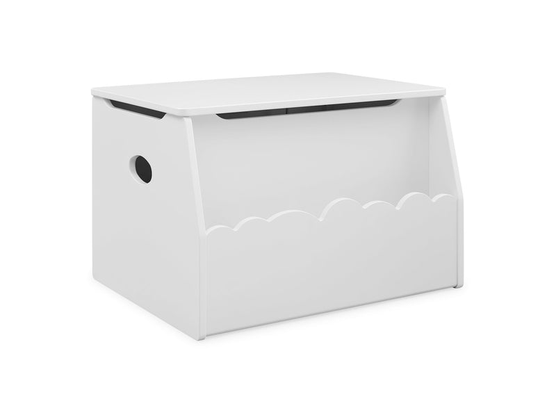 White storage box with a black handle on a white background 12-Cloud Toy Box