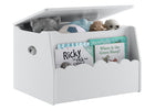 White toy storage box with stuffed animals and children's books on a white background 14-Cloud Toy Box