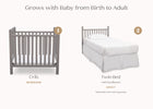 Grey (026) 3-Classic Mini Crib with 2.75-inch Mattress - Convertible to Twin Bed