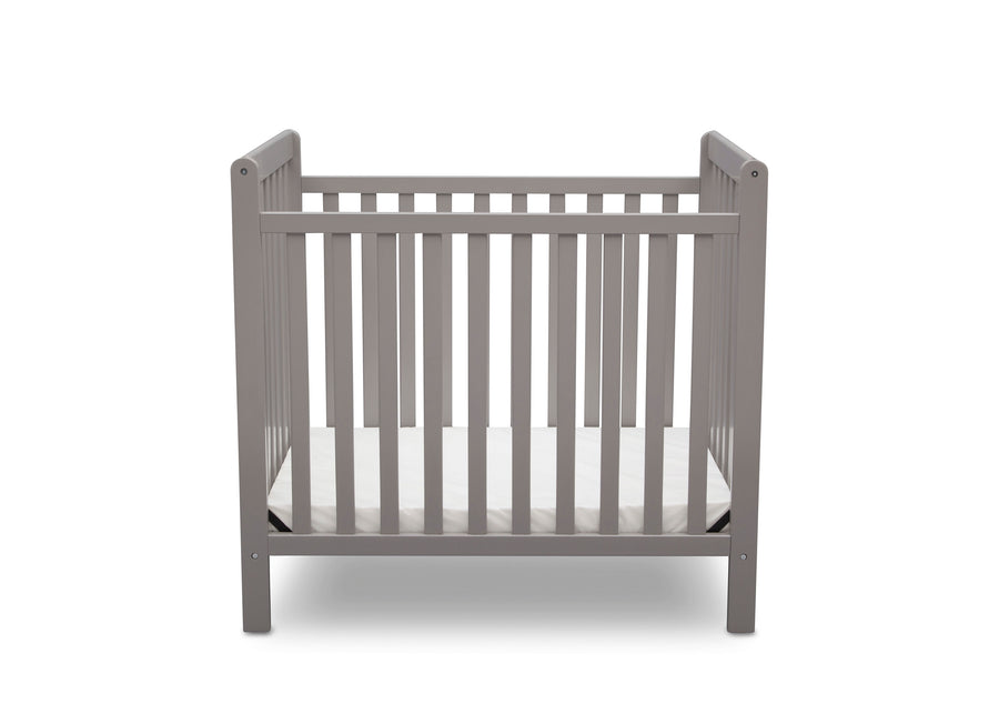 Grey (026) 10-Classic Mini Crib with 2.75-inch Mattress - Convertible to Twin Bed