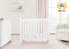 Bianca White (130) 18-Classic Mini Crib with 2.75-inch Mattress - Convertible to Twin Bed