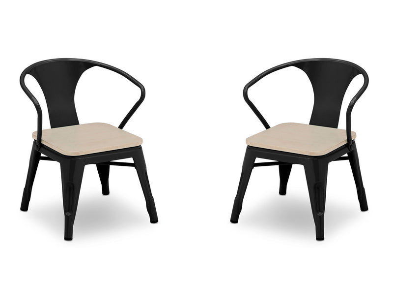 Two black chairs with beige seats on a white background 7-Bistro 2-Piece Chair Set