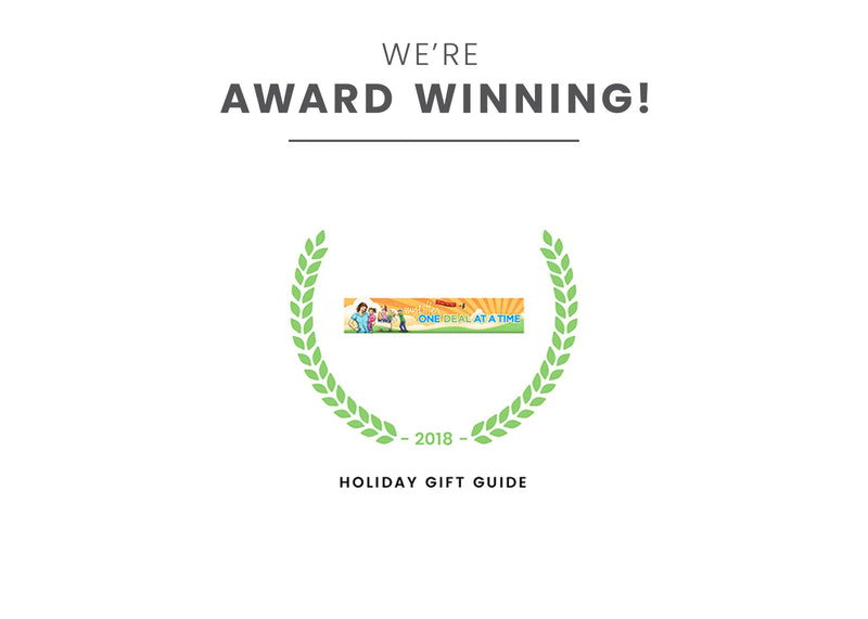 Award-winning badge for a holiday gift guide on a white background