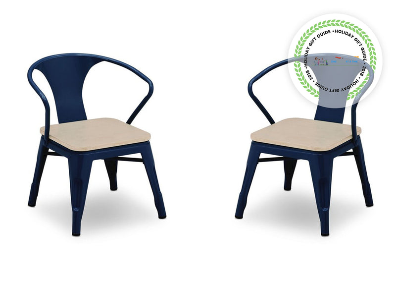 Two blue chairs with beige seats on a white background 31-Bistro 2-Piece Chair Set
