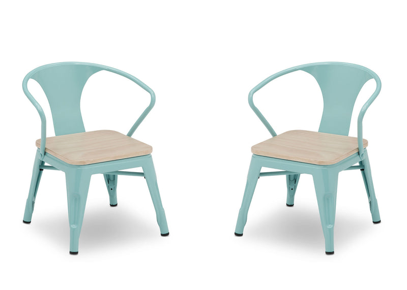 Two light blue chairs with wooden seats on a white background 23-Bistro 2-Piece Chair Set