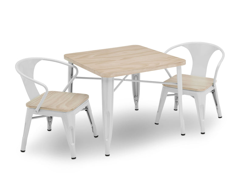 Table with two chairs on a white background
