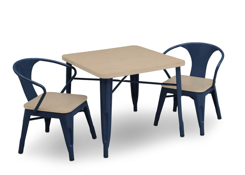 Beige table with four blue chairs on a white background 44-Bistro 2-Piece Chair Set
