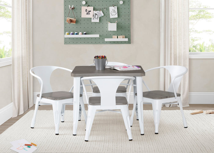 Bistro Table and 4 Chair SetWhite with Grey Barnboard (153)