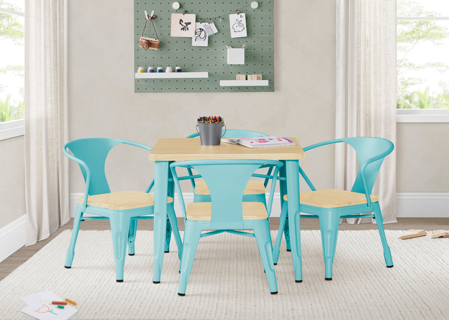Aqua with Natural (478) 6-Bistro Table and 4 Chair Set