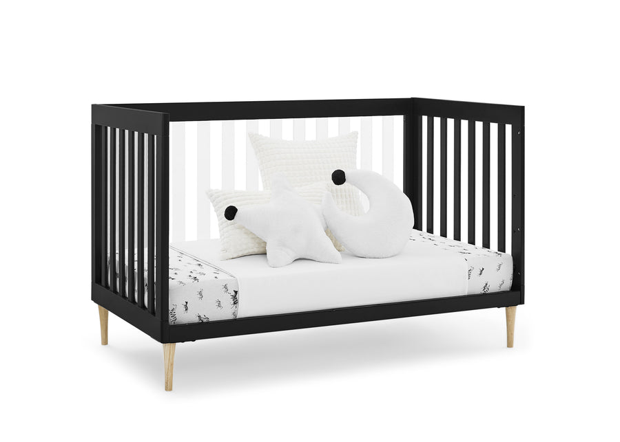 Midnight Grey with Natural (1372) 12-Austin Acrylic 4-in-1 Convertible Crib