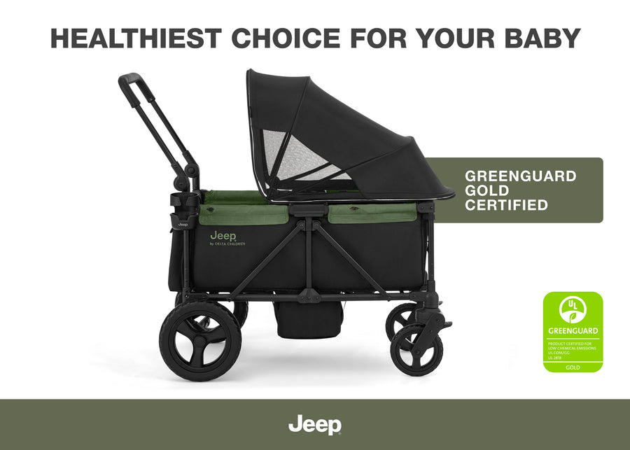 Black/Green (2378) 2-Jeep Evolve JXP All-Terrain 2-Seater Stroller Wagon