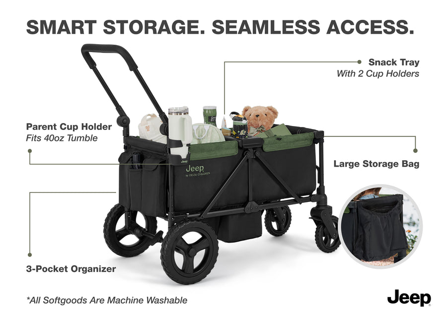 Black/Green (2378) 4-Jeep Evolve JXP All-Terrain 2-Seater Stroller Wagon