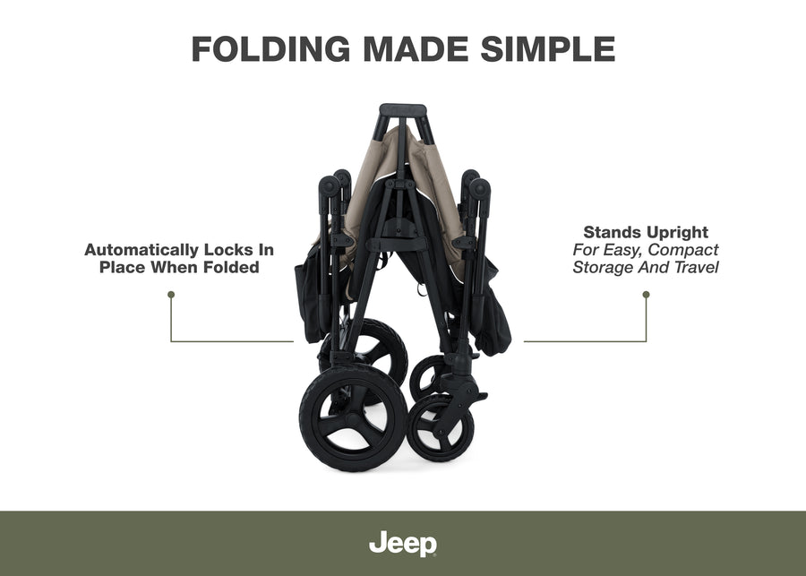 Black and Tan (2473) 7-Jeep Wrangler Mojave All-Terrain 2-Seater+ Stroller Wagon with Built-In Standing Board