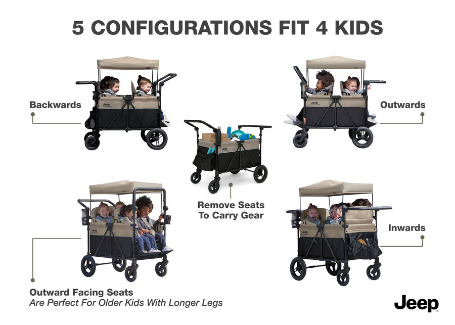 Black and Tan (2473) 2-Gladiator 4-Seater Stroller Wagon