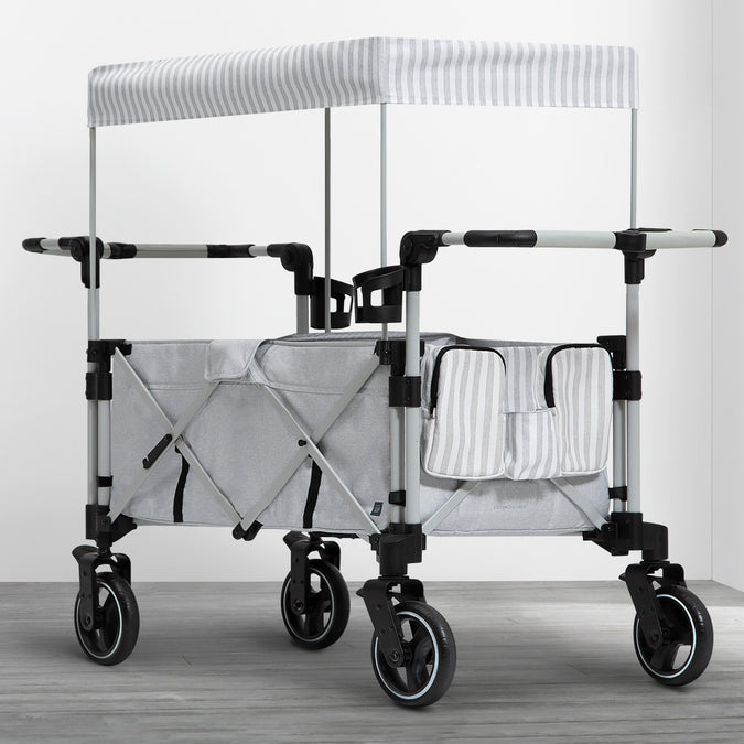 Foldable stroller with canopy on a wooden floor 11-babyGap Explorer Deluxe Stroller Wagon