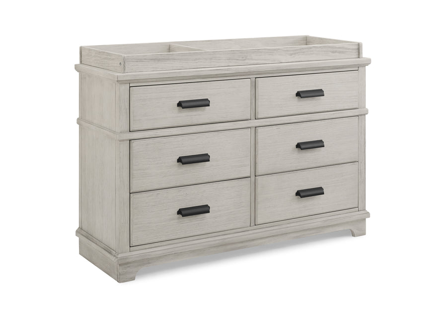 Rustic Mist (1373) 3-Asher 6 Drawer Dresser with Changing Top and Interlocking Drawers