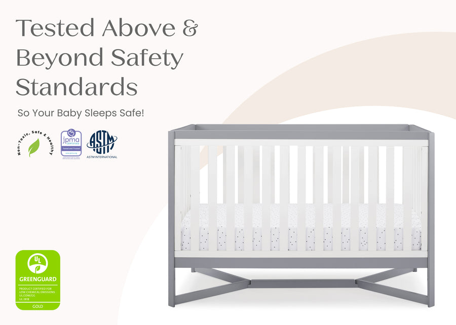 White with Grey (027) 8-Tribeca 4-in-1 Convertible Crib