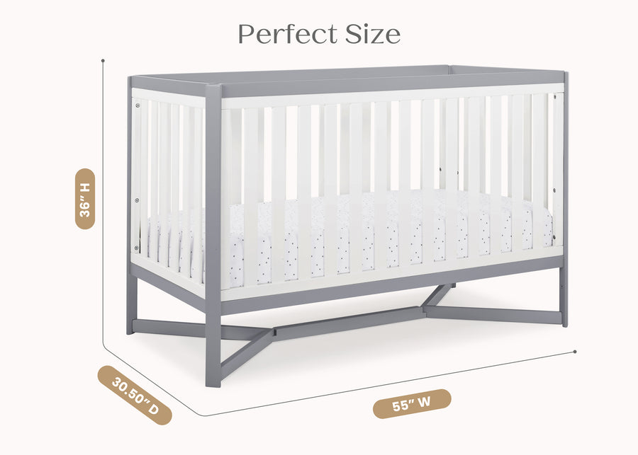 White with Grey (027) 7-Tribeca 4-in-1 Convertible Crib