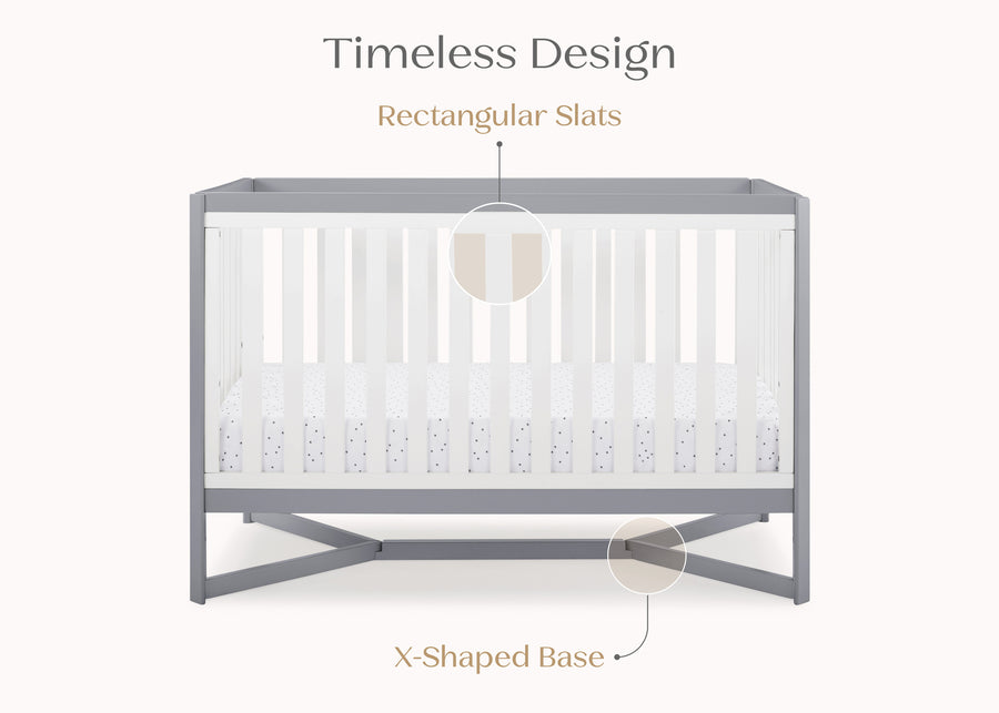 White with Grey (027) 6-Tribeca 4-in-1 Convertible Crib