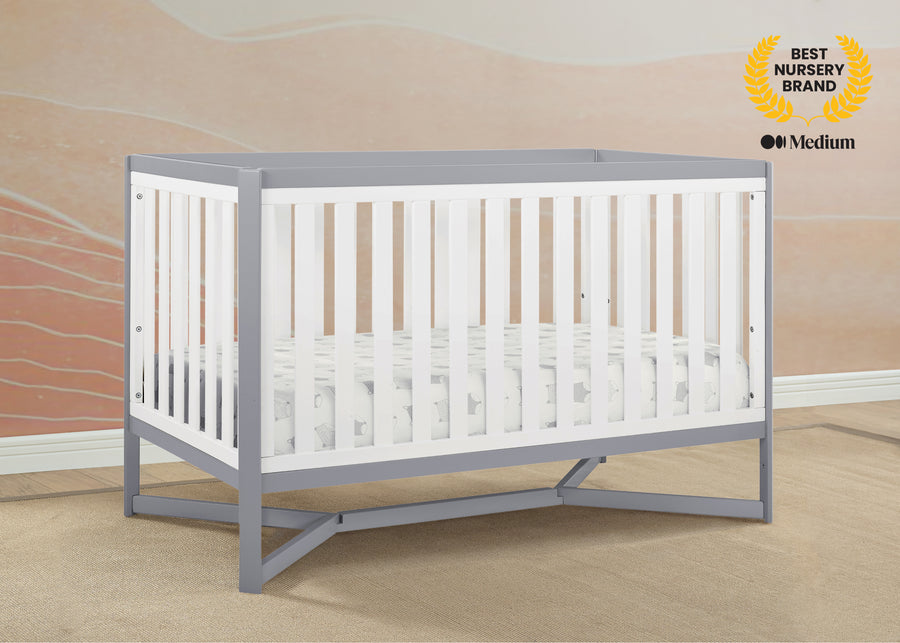 White with Grey (027) 2-Tribeca 4-in-1 Convertible Crib