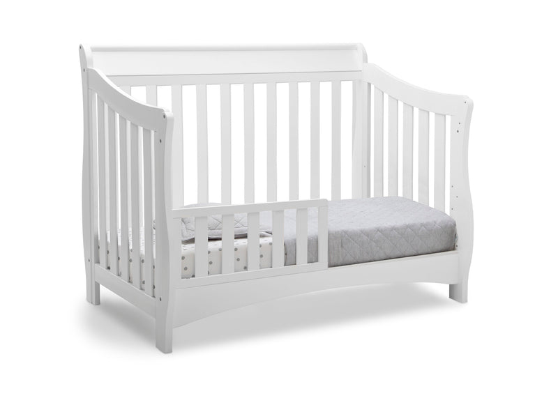 White crib with a gray mattress on a white background 14-Bentley 'S' Series 4-in-1 Crib