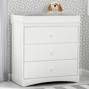 White (100) 29-Sutton 3 Drawer Dresser with Changing Top