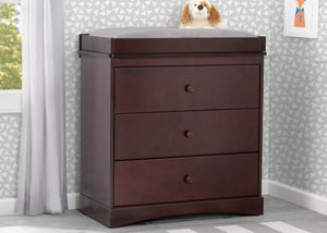 Espresso Java (645) 17-Sutton 3 Drawer Dresser with Changing Top