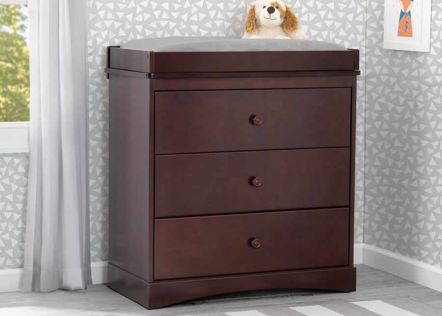 Espresso Java (645) 15-Sutton 3 Drawer Dresser with Changing Top