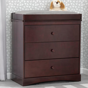 Espresso Java (645) 18-Sutton 3 Drawer Dresser with Changing Top