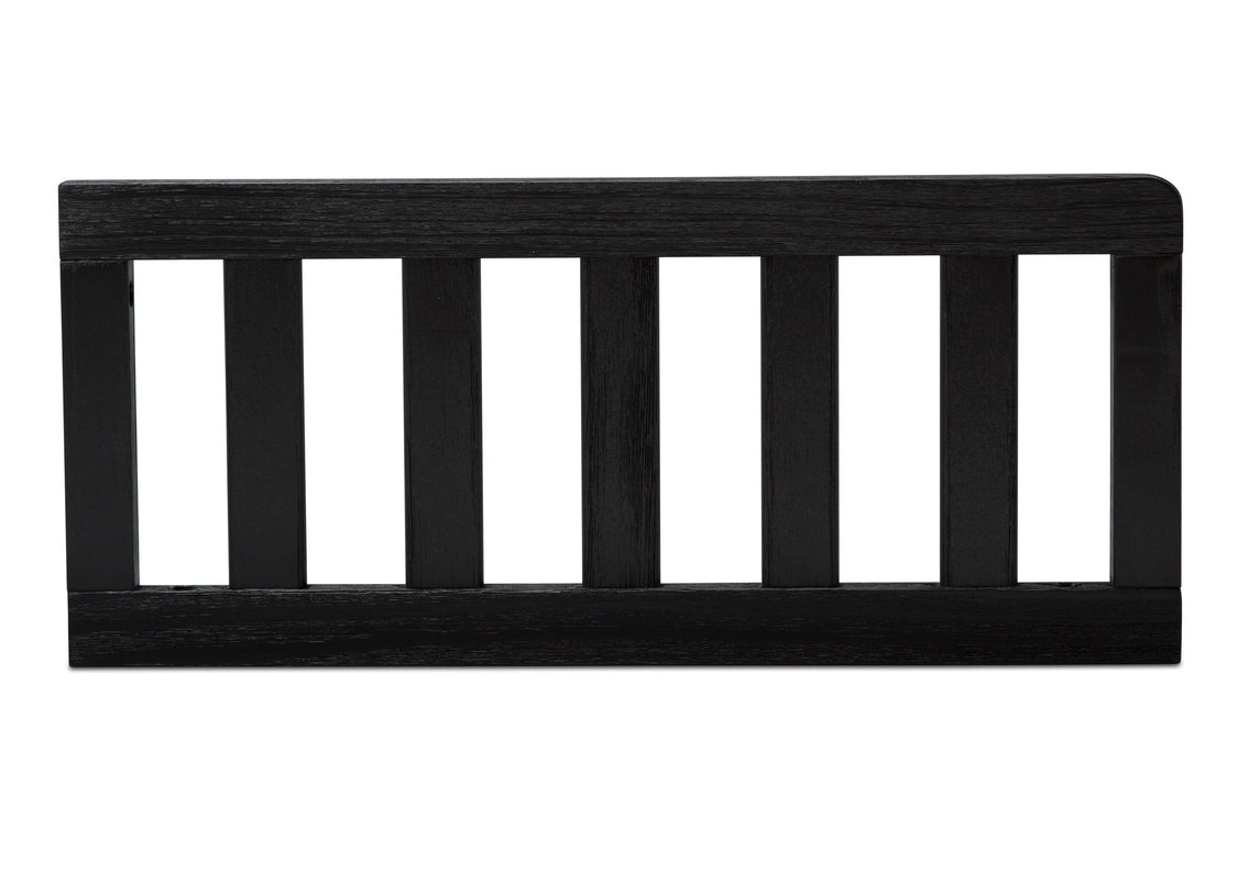 Black baby crib railing on a white background