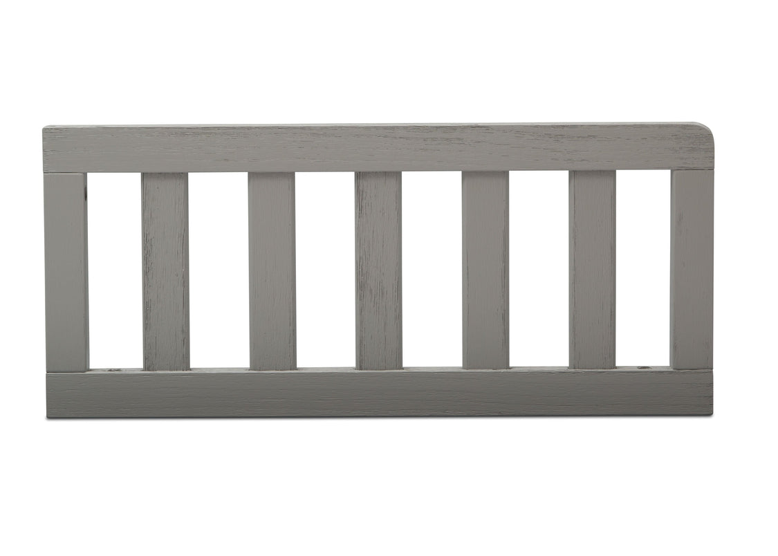 Gray wooden crib railing on a white background