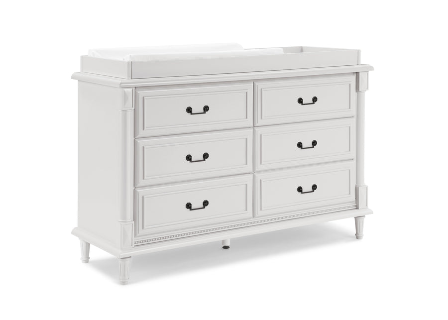 Moonstruck Grey (1351) 25-Juliette 6 Drawer Dresser with Changing Top and Interlocking Drawers